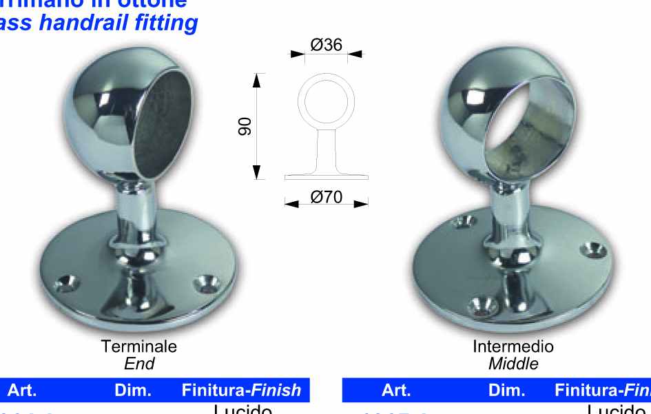 Endestykke forkromet messing 25mm stok