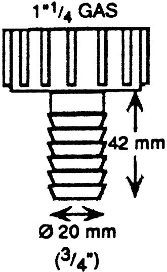 Slangeadaptor – gev. 1 1/4” x 20 mm