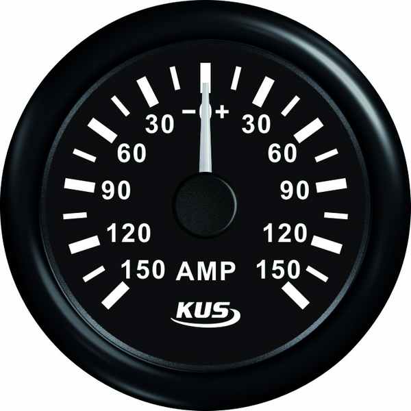 Kus amperemeter sort, med 150a shunt 12/24v