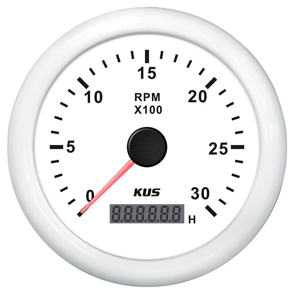 Kus Drehzahlmesser Diesel 0-3000 0,5-250 m/h weiß 12/24v ø85