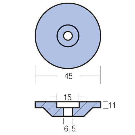 Zinkanode til Yamaha for 9,9 HK Ø45mm