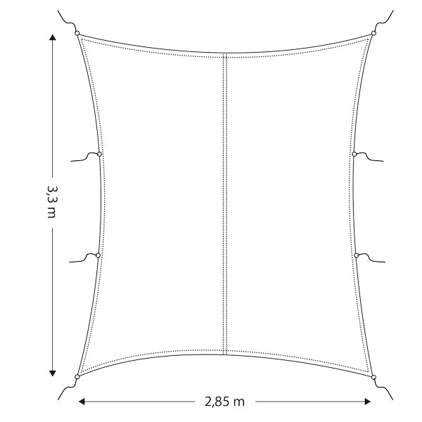 Cockpit-Sonnensegel rechteckig 2,85 x 3,3 m