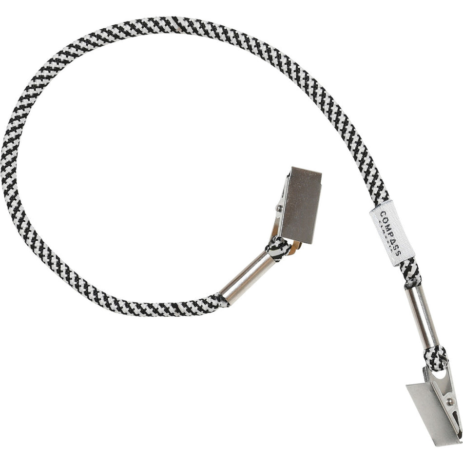 Sikkerhedssnor Uno sort/hvid med metalclips i begge ender