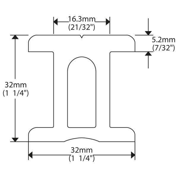 I-Schiene 32 mm, 2,0 Meter