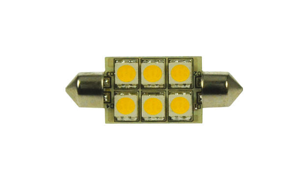 6 LED pære 12V Festoon Ø16 X 37 mm