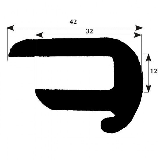 Kotflügelstreifen mit Tropfkante 42x12mm grau, 50m