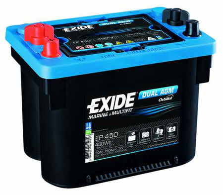 Exide batteri dual agm spiral 750 cca - 50 ah. gevind