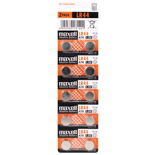 Maxell Alkaline LR44 batterier - 10 stk.