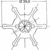 Neoprene inboard impeller pin drive 6/ØA10/H19,2/Ø39,6