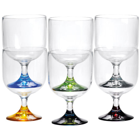 MB Vin glas med farvet bund, stablebar Ø7 cm 200 ml. 6 stk.