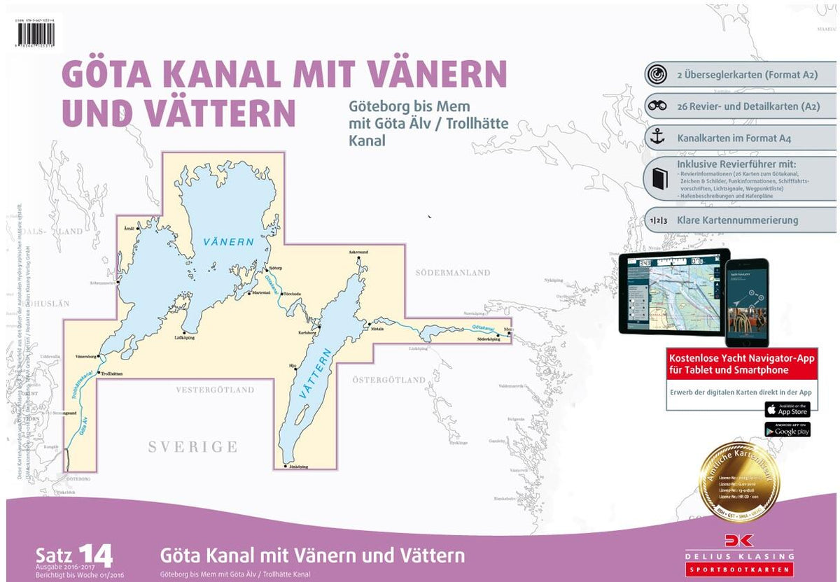 Søkort Sæt 14 Gøta Kanal m.Värnen&Vä