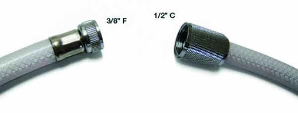 Hvid slange 2m. til 09.1280 3/8"f-1/2"f