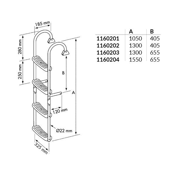 Badestige rustfrit stål 6 trin 3 + 3 Nouva Rade 1335x620