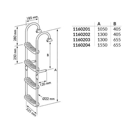 Badestige rustfrit stål 6 trin 3 + 3 Nouva Rade 1335x620