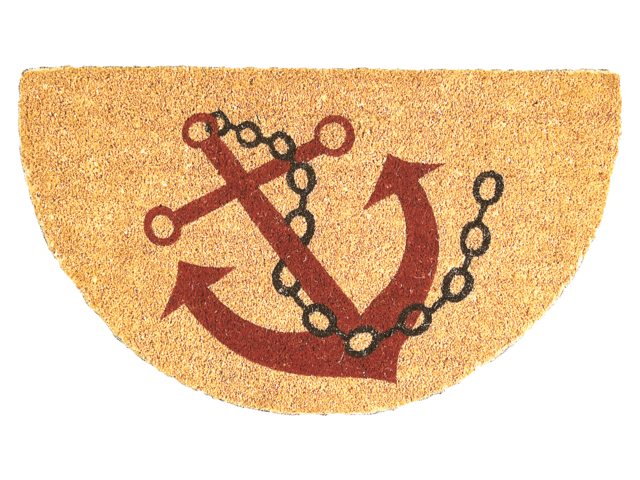 Måtte halv rund 45x75cm med anker motiv