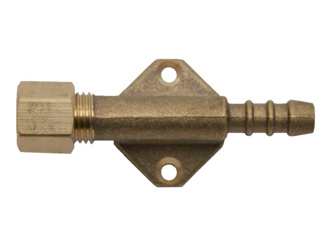 Messing vægplade gas fitting til 8mm slangestuds