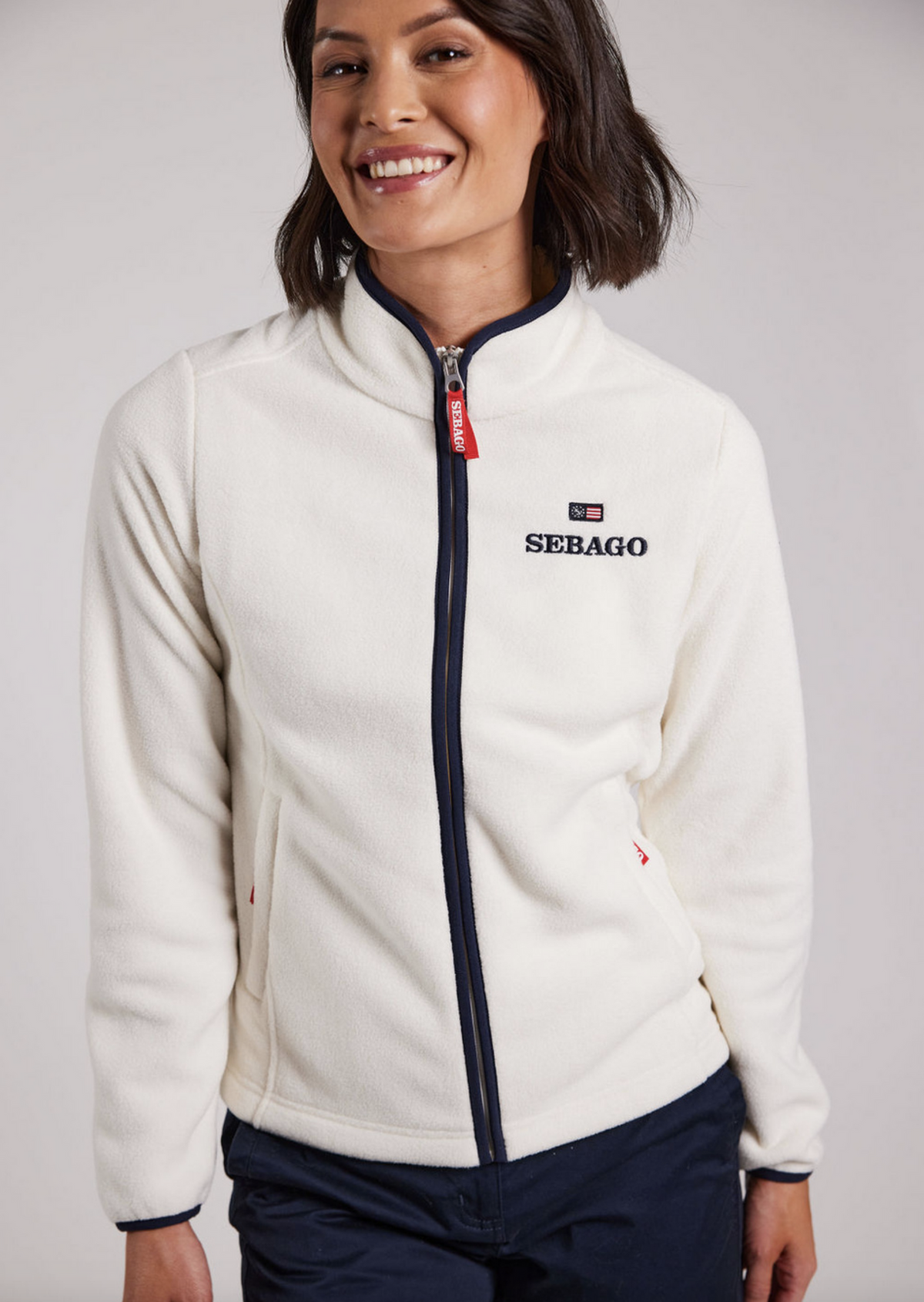 Dame fleece jakke hvid SEBAGO - Flere str!