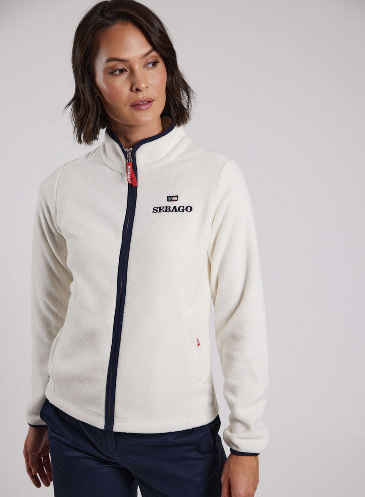 Dame fleece jakke hvid SEBAGO - Flere str!