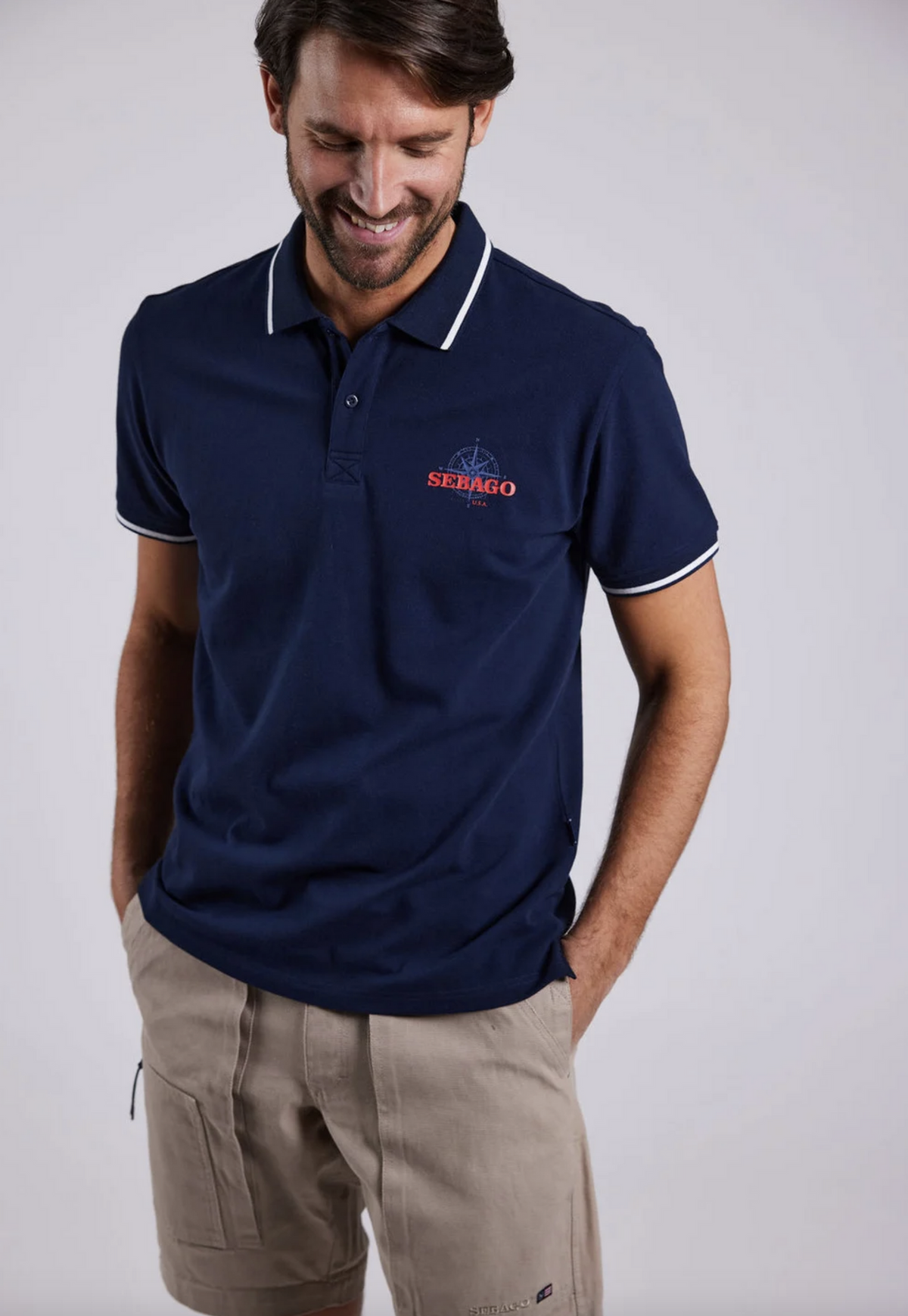 Compass Polo Pique herre Navy SEBAGO - Flere str!