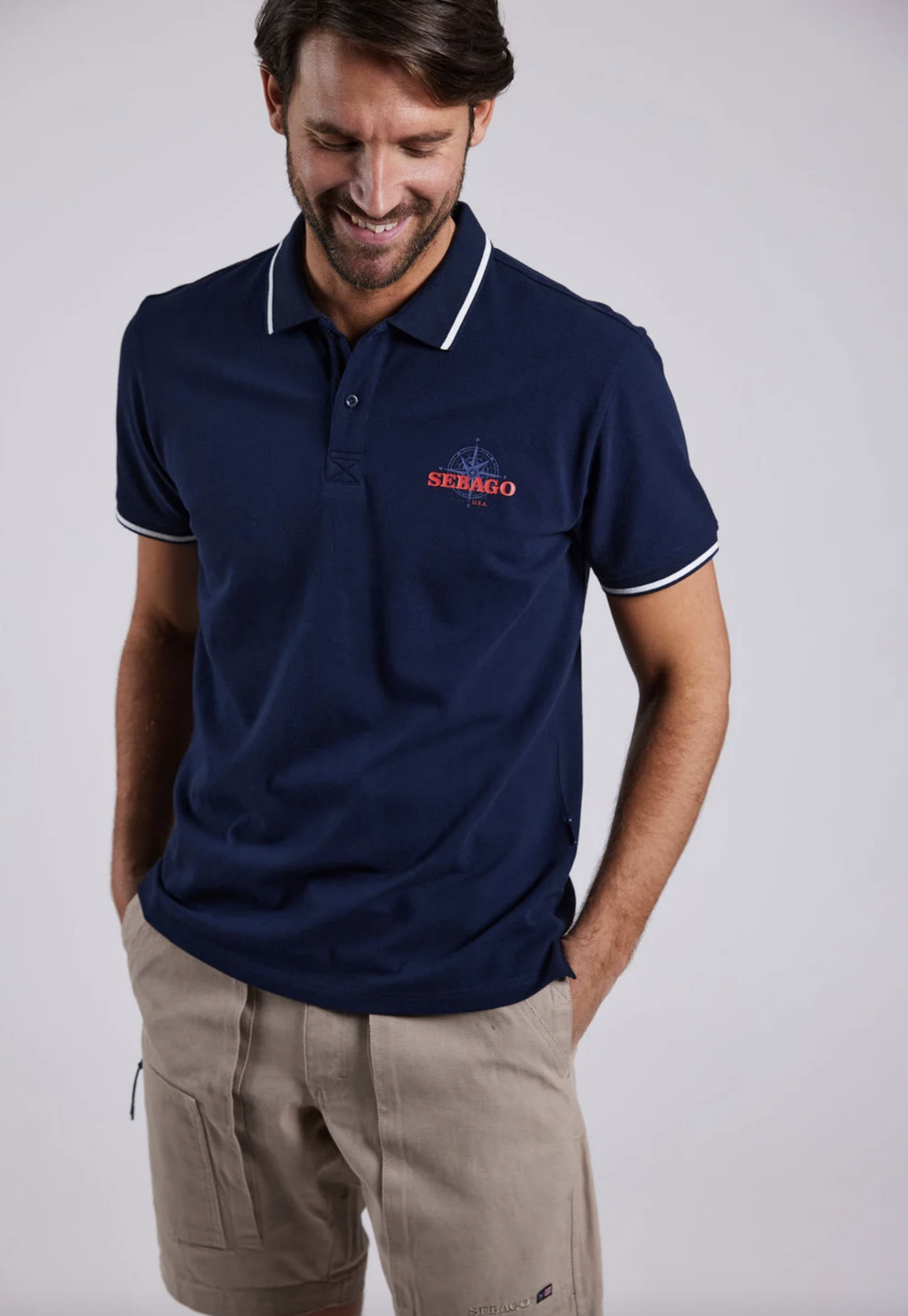 Compass Polo Pique herre Navy SEBAGO - Flere str!