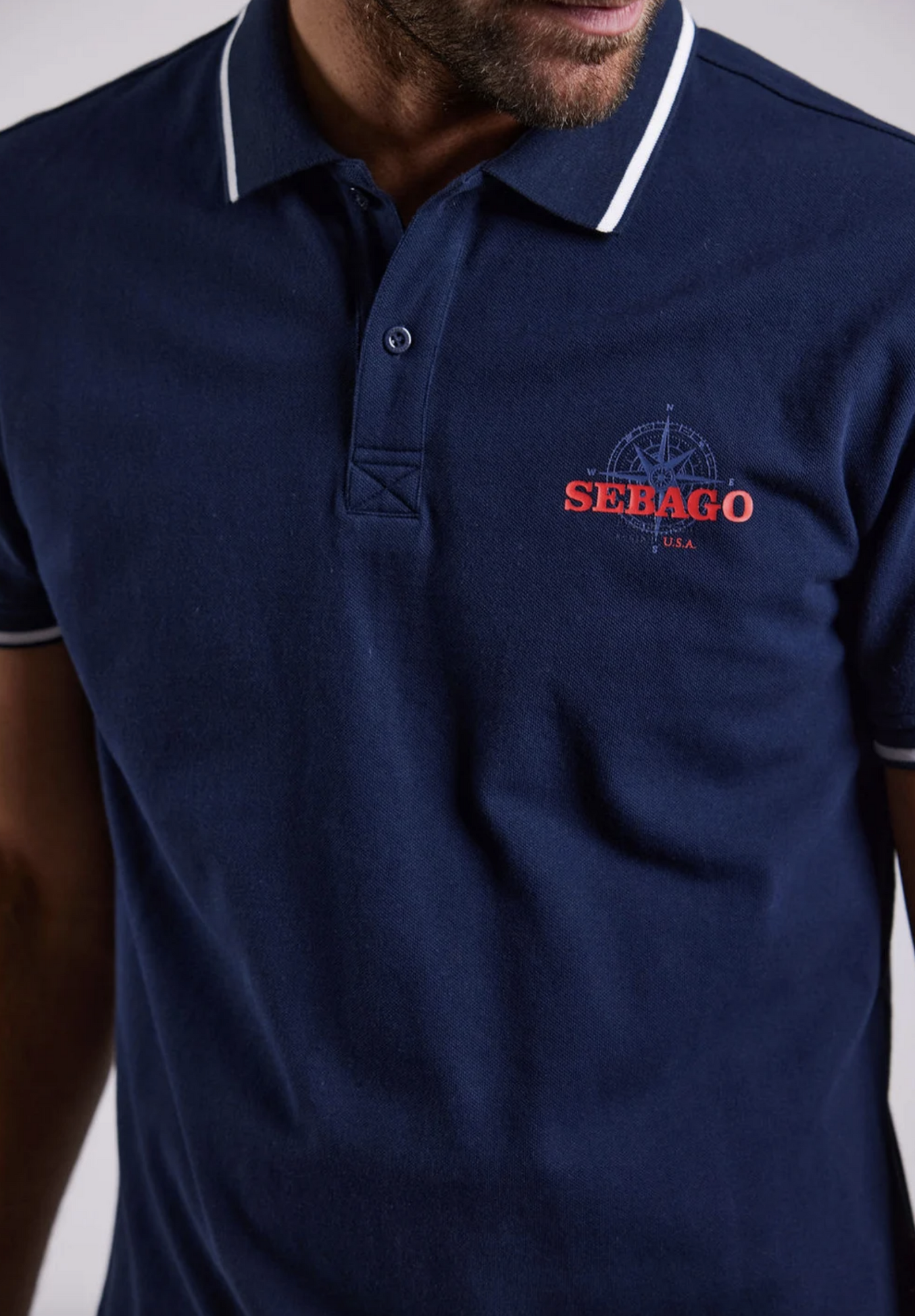 Compass Polo Pique herre Navy SEBAGO - Flere str!