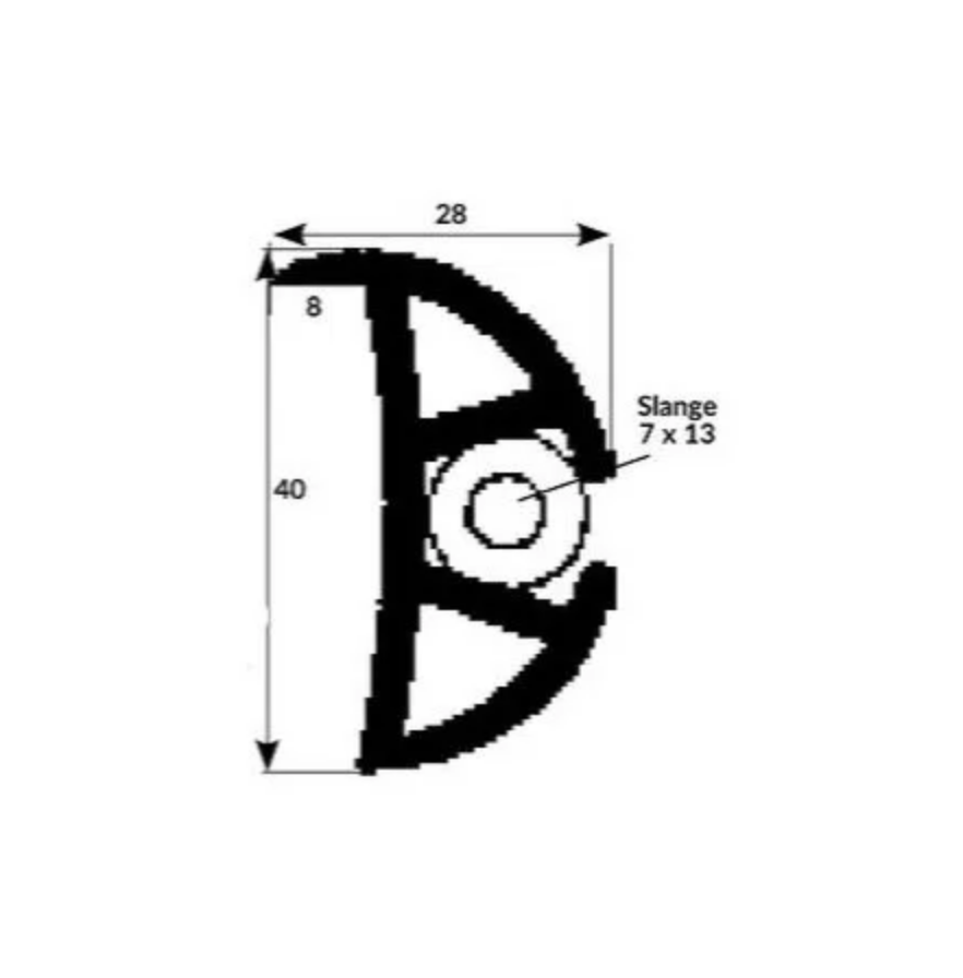 Fenderliste 40x12/28mm Sort med læbe
