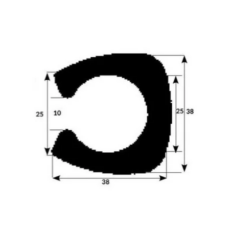 Fenderliste 38x38mm Sort