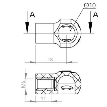 Kugelkopf für Ø10mm Kunststoff